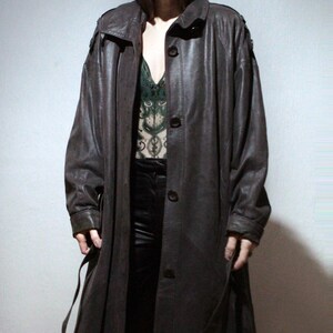 vintage long brown suede coat plus size leather trench coat