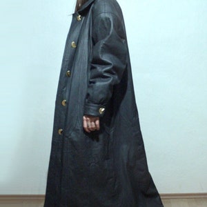 plus size long blue leather coat for winter with insulated liner