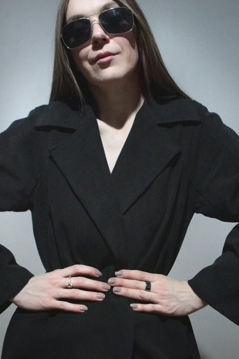 long black trench coat vintage womens fall overcoat