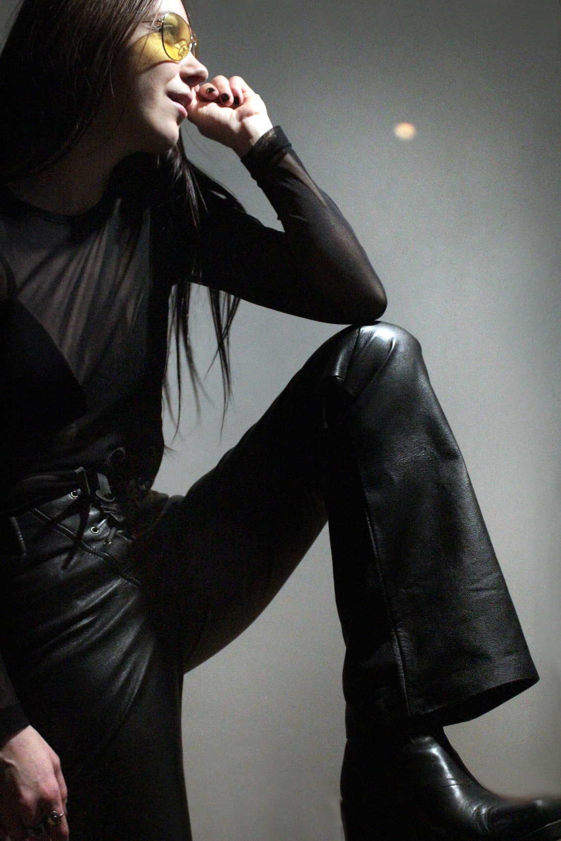 Lace up Fly Leather Pants / Black Leather Motorcycle Pants Etsy