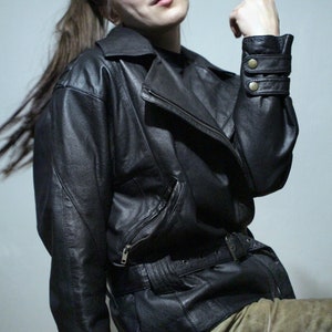 90s vintage black leather motorcycle jacket with lace up leather pants