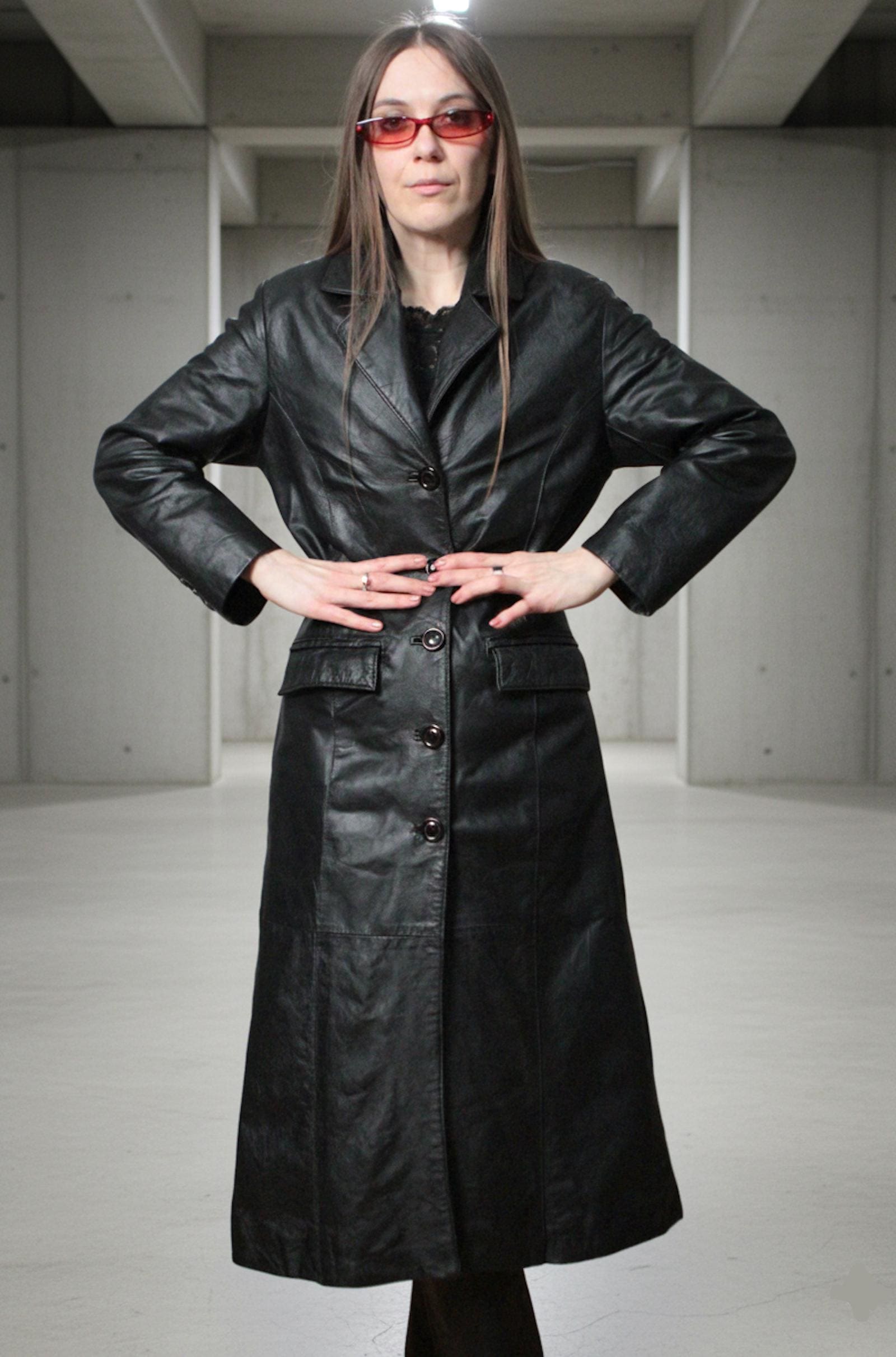 Long Leather Coat / 2000s Vintage Black Leather Blazer - Etsy