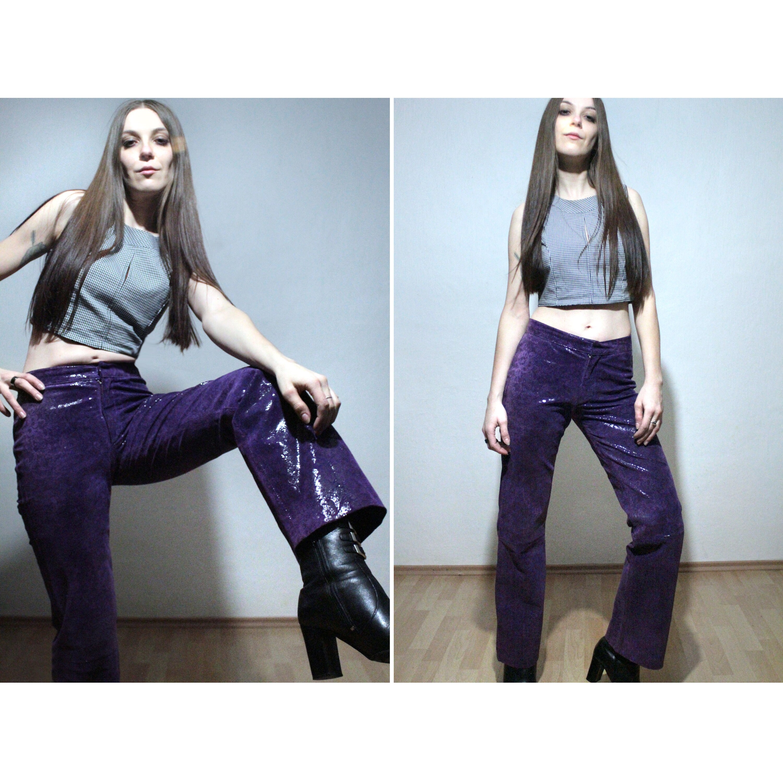 PURPLE BELL BOTTOMS High Waist 1960s 70s Flare Jeans Pants