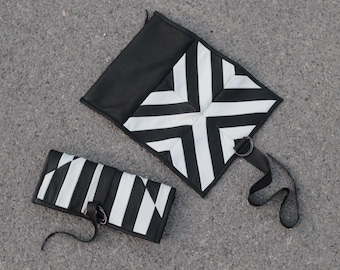 Black & white leather travel case  | Motorcycle leather tool roll