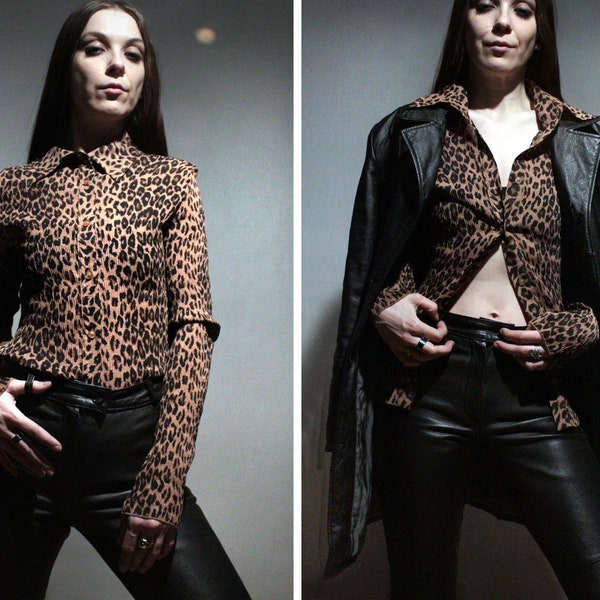 Leopard Sheer Button Up