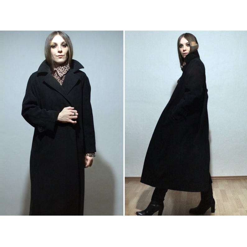 long black trench coat vintage womens fall overcoat