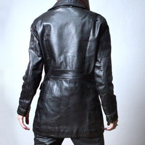 Womens leather blazer with insulated lining / Black leather jacket image 5