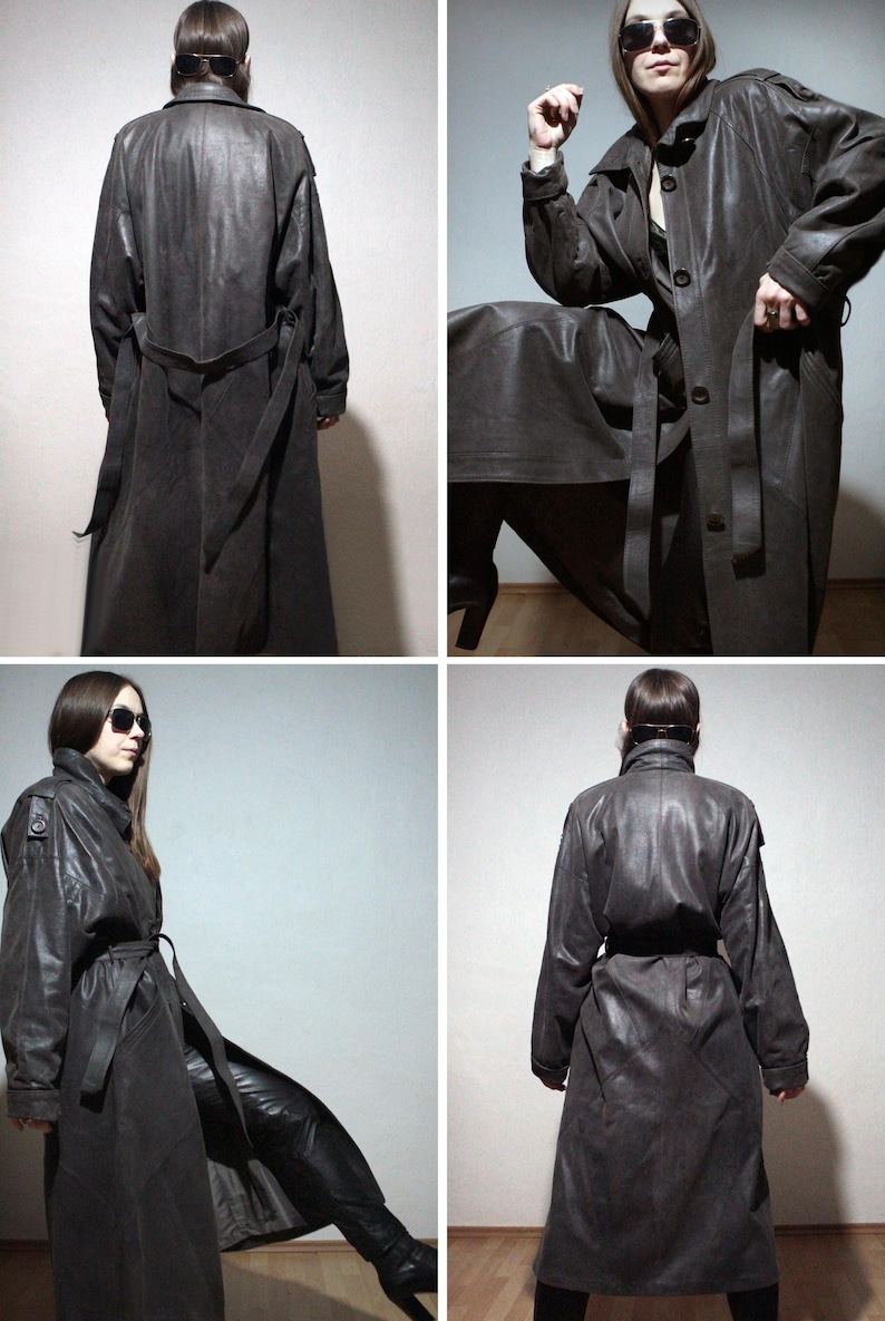 vintage long brown suede coat plus size leather trench coat