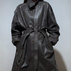 vintage long brown suede coat plus size leather trench coat