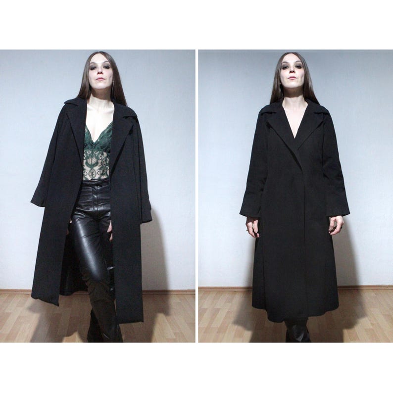 long black trench coat vintage womens fall overcoat