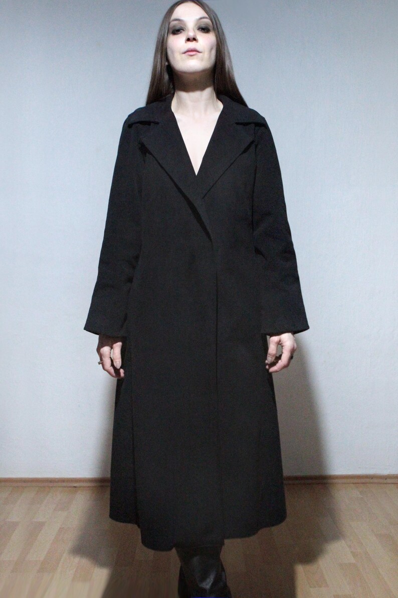 long black trench coat vintage womens fall overcoat