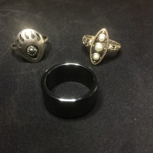 925 sterling silver rings with hematite band ring