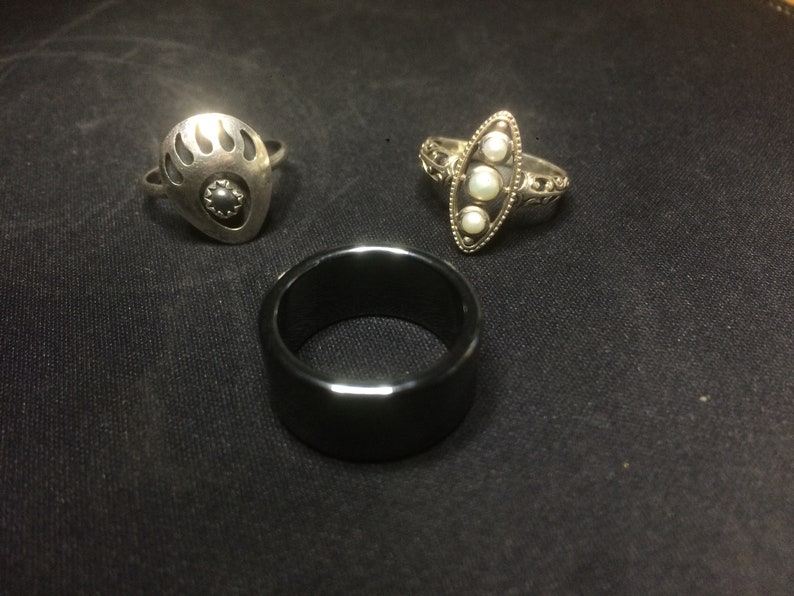 925 sterling silver rings with hematite band ring