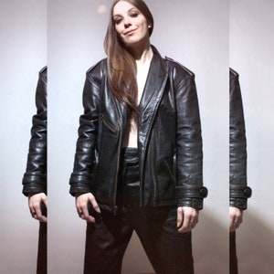 vintage leather motorcycle jacket with Kevlar lining womens riding gear