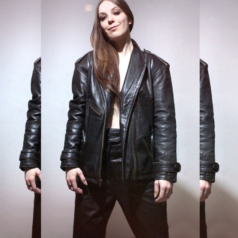 vintage leather motorcycle jacket with Kevlar lining womens riding gear