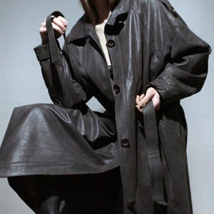 vintage long brown suede coat plus size leather trench coat