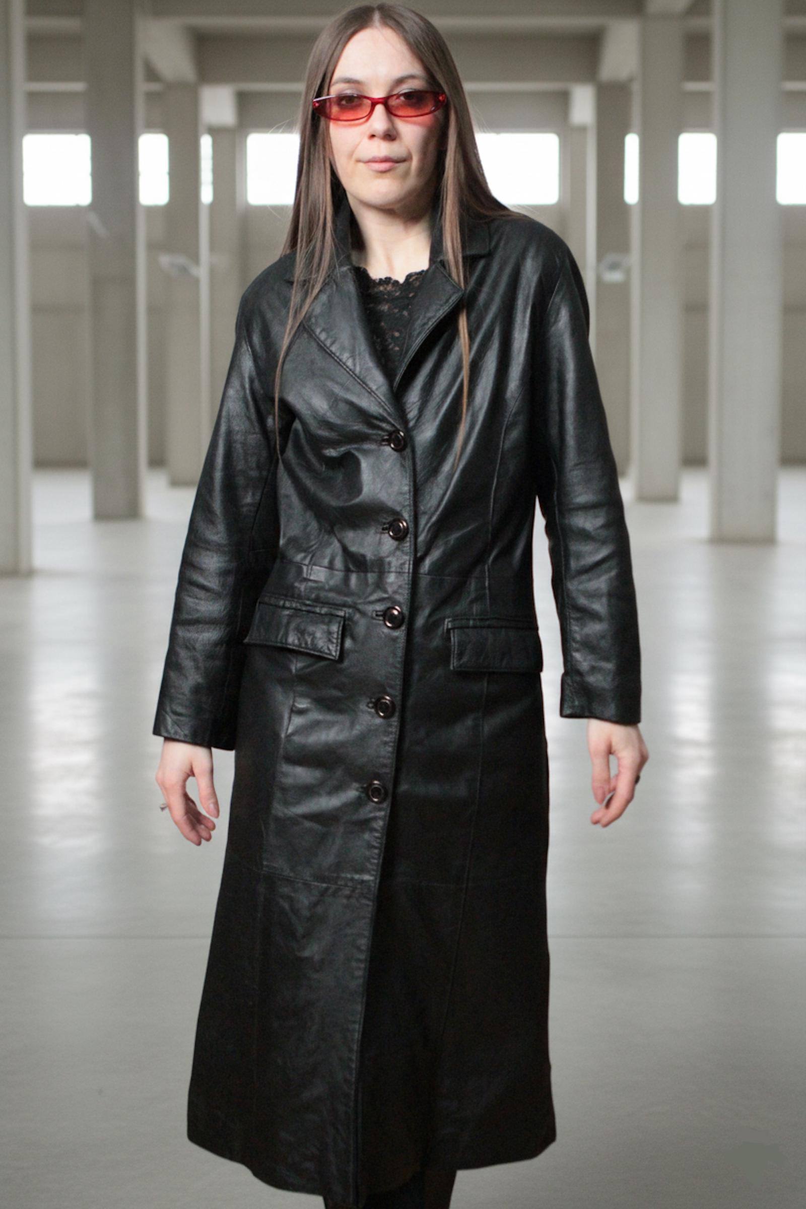 ジャケット・アウター 2000s used puff sleeve long leather coat Long Leather Coat / 2000s Vintage Black Leather Blazer - Etsy