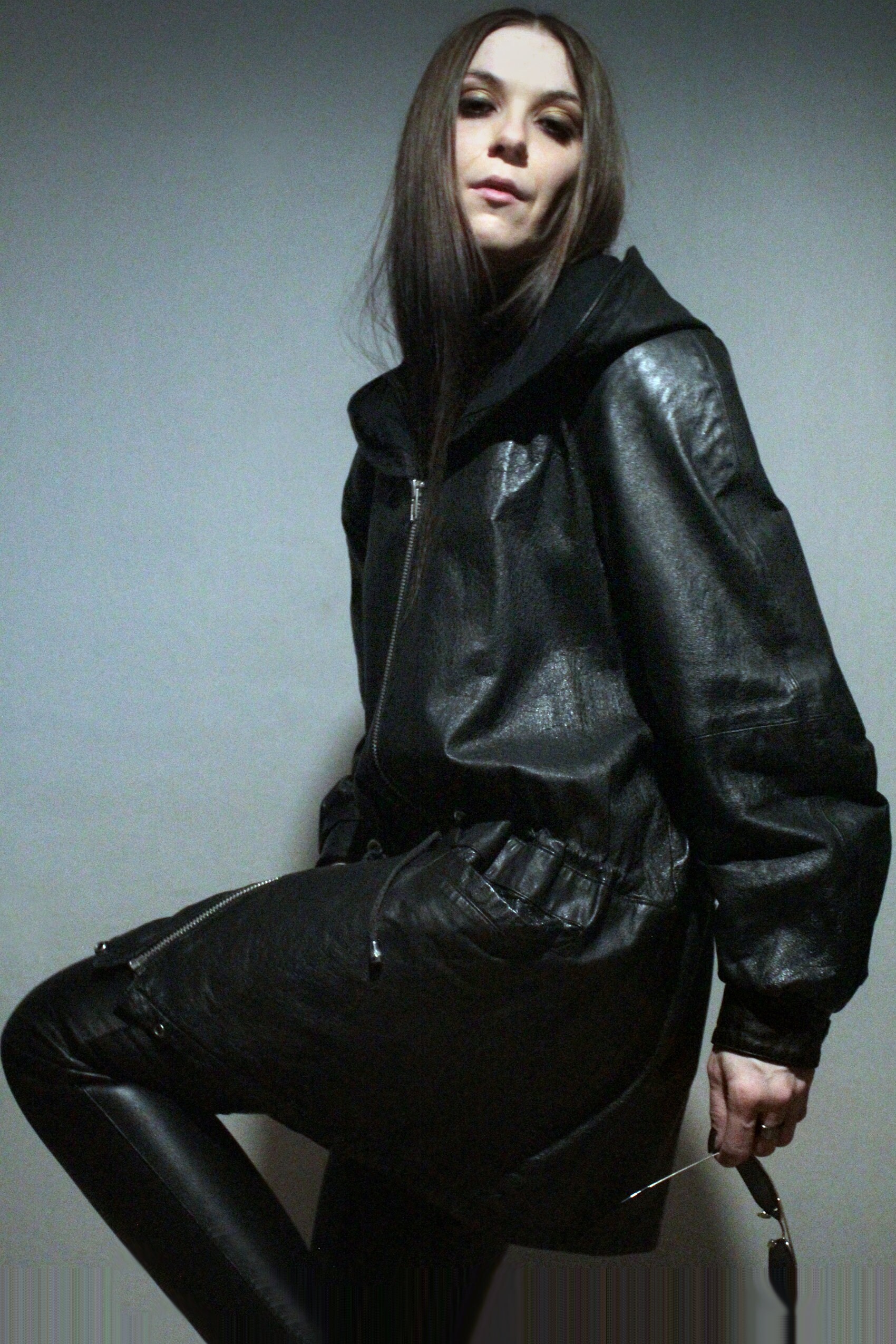 00s archive hoodie leather coat jacket