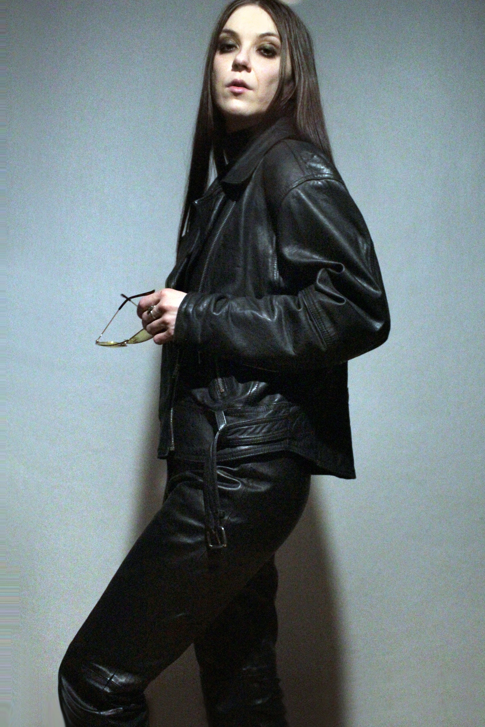 【美品が安い！】 90s Leather jacket (black) Black Leather Motorcycle Jacket / 90s Vintage Biker Leather