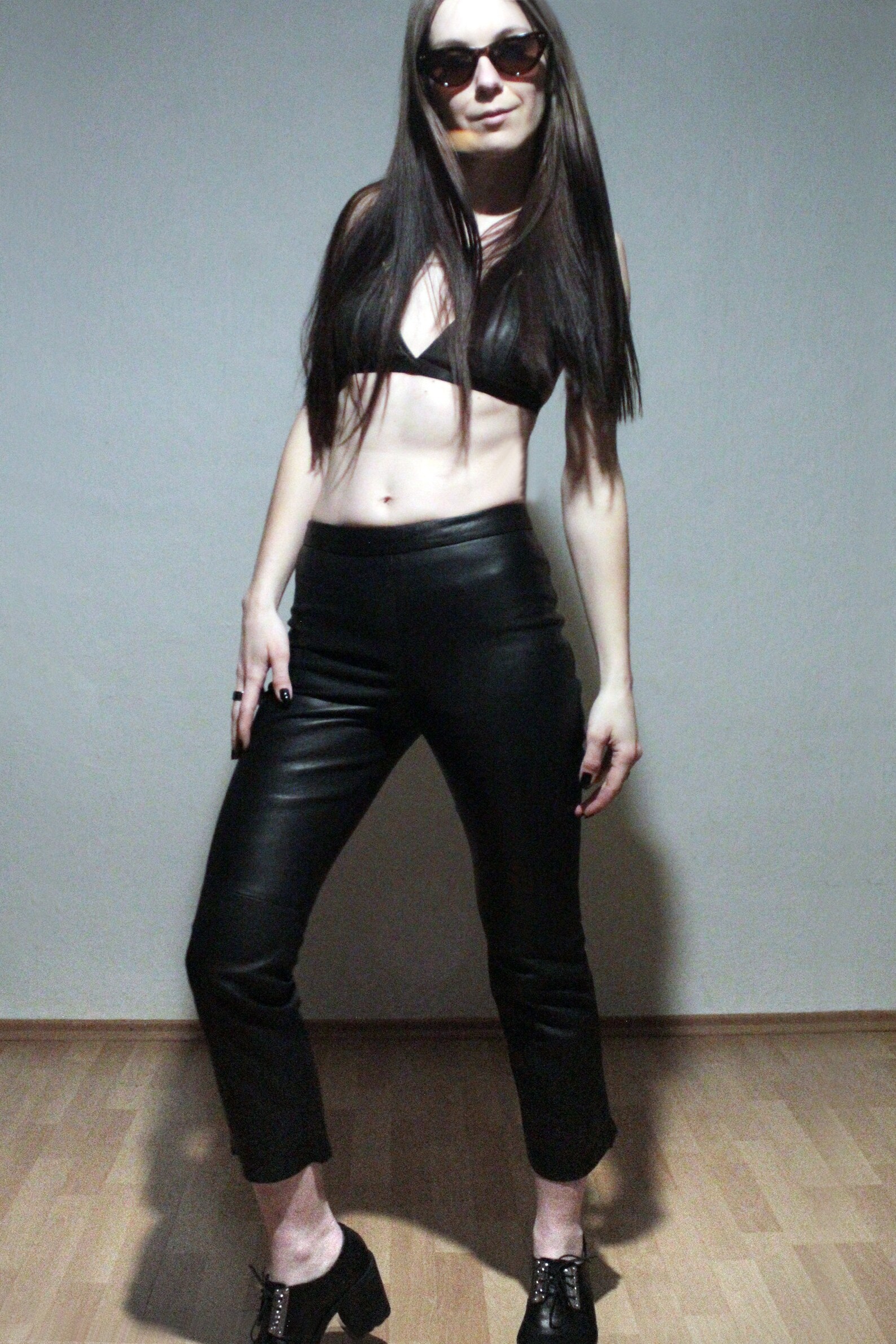 Rear Zipper Leather Pants / Womens High Waisted Leather Etsy