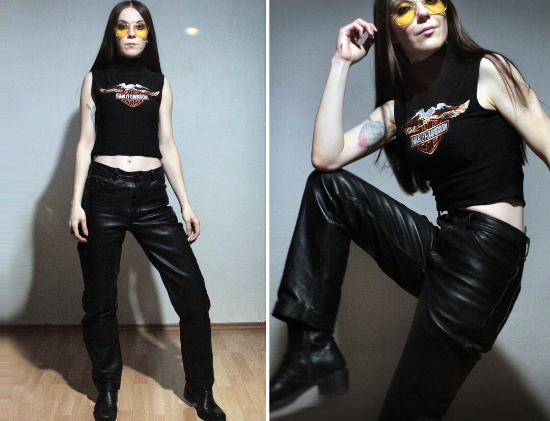 Mens Leather Pants / 90s Vintage Motorcycle Pants Etsy
