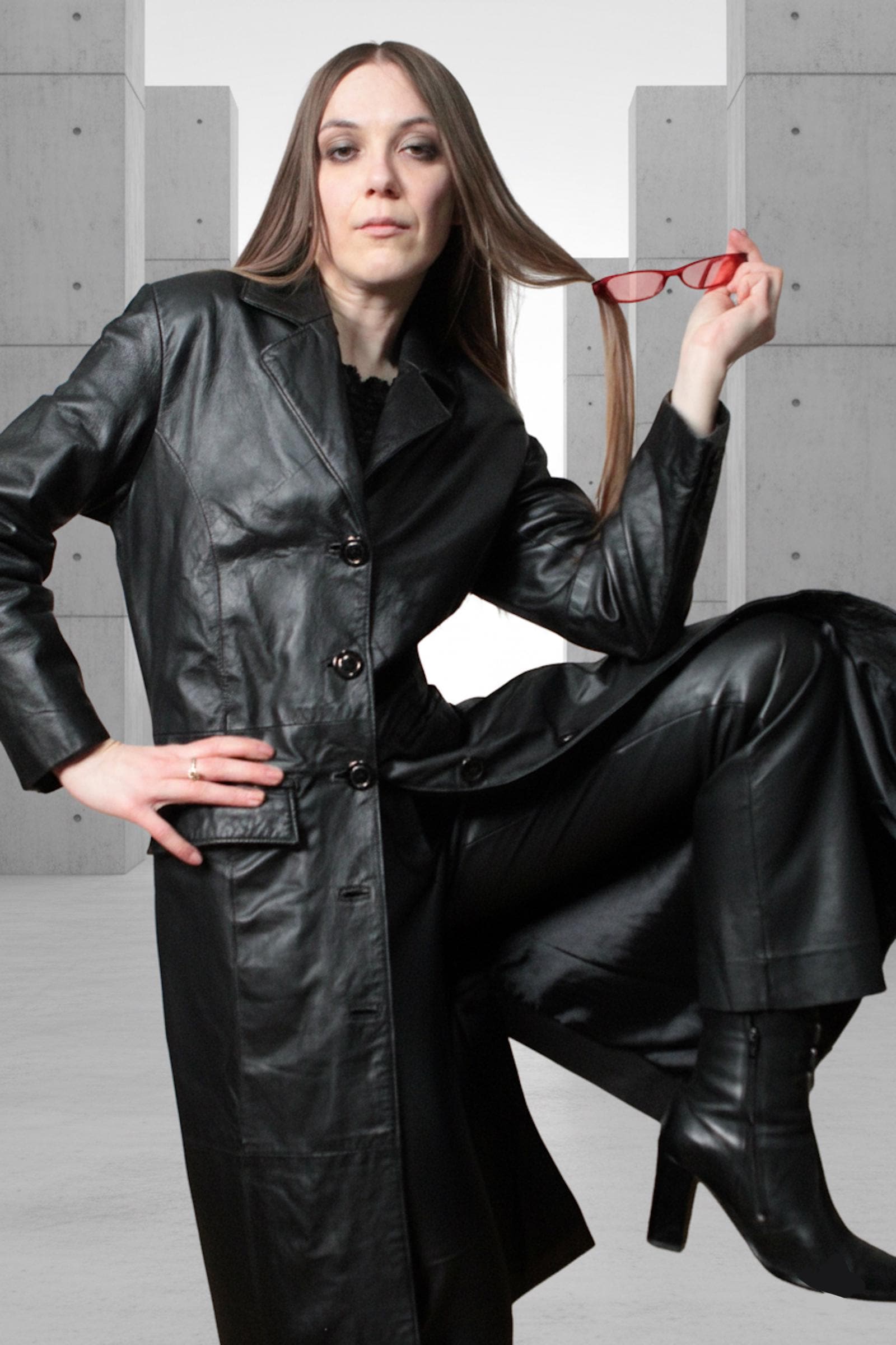 Long Leather Coat / 2000s Vintage Black Leather Blazer - Etsy
