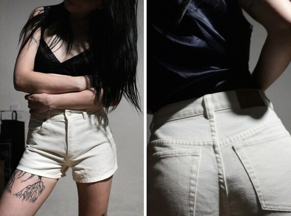 white denim hot pants