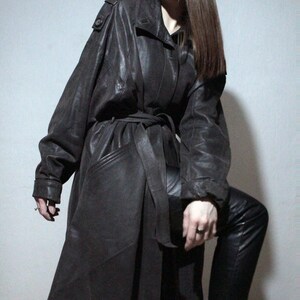 vintage long brown suede coat plus size leather trench coat