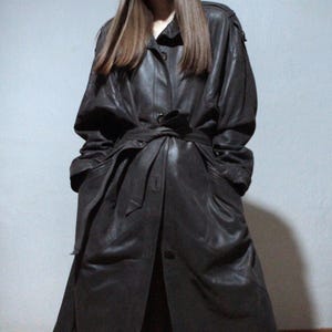 vintage long brown suede coat plus size leather trench coat