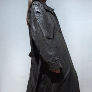 vintage long brown suede coat plus size leather trench coat