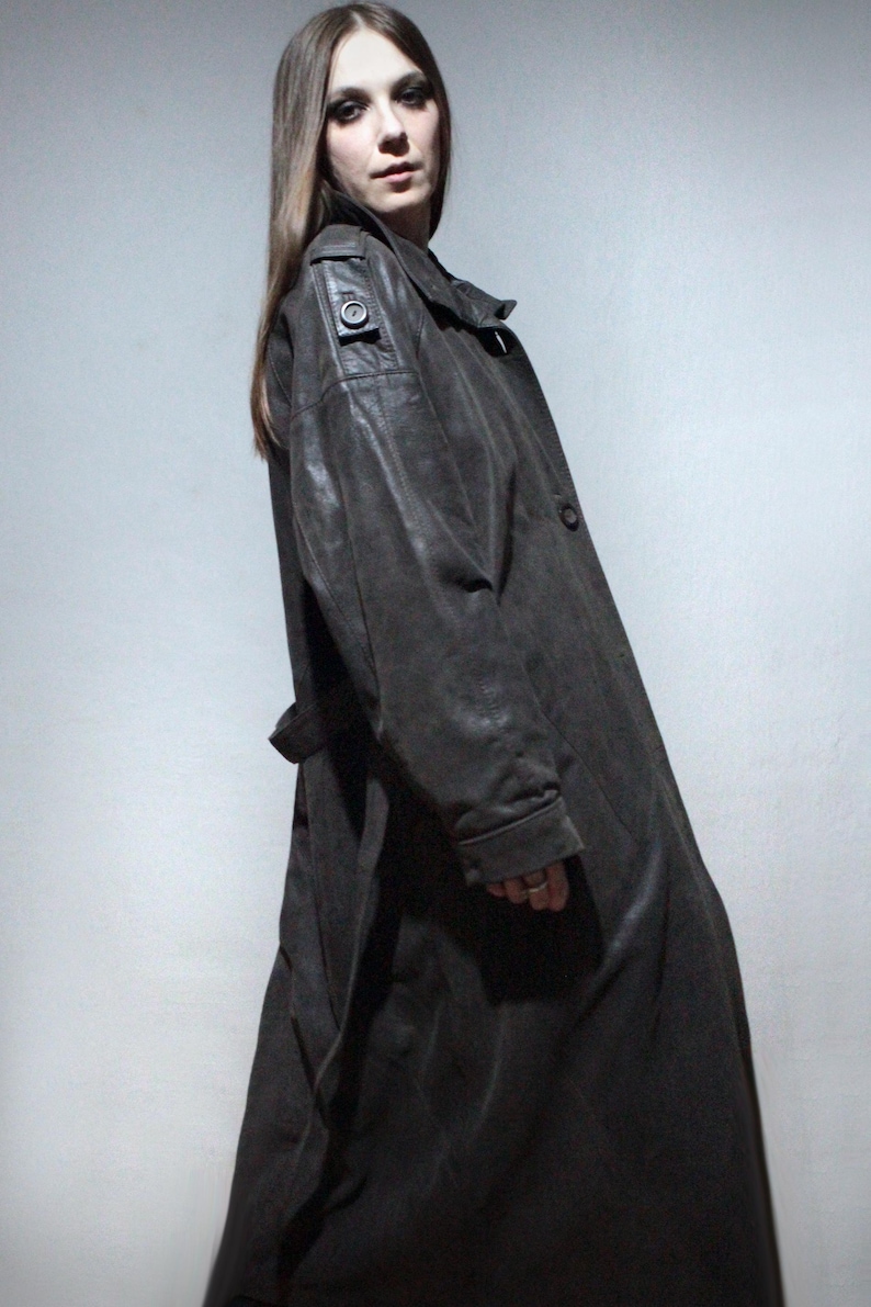 vintage long brown suede coat plus size leather trench coat