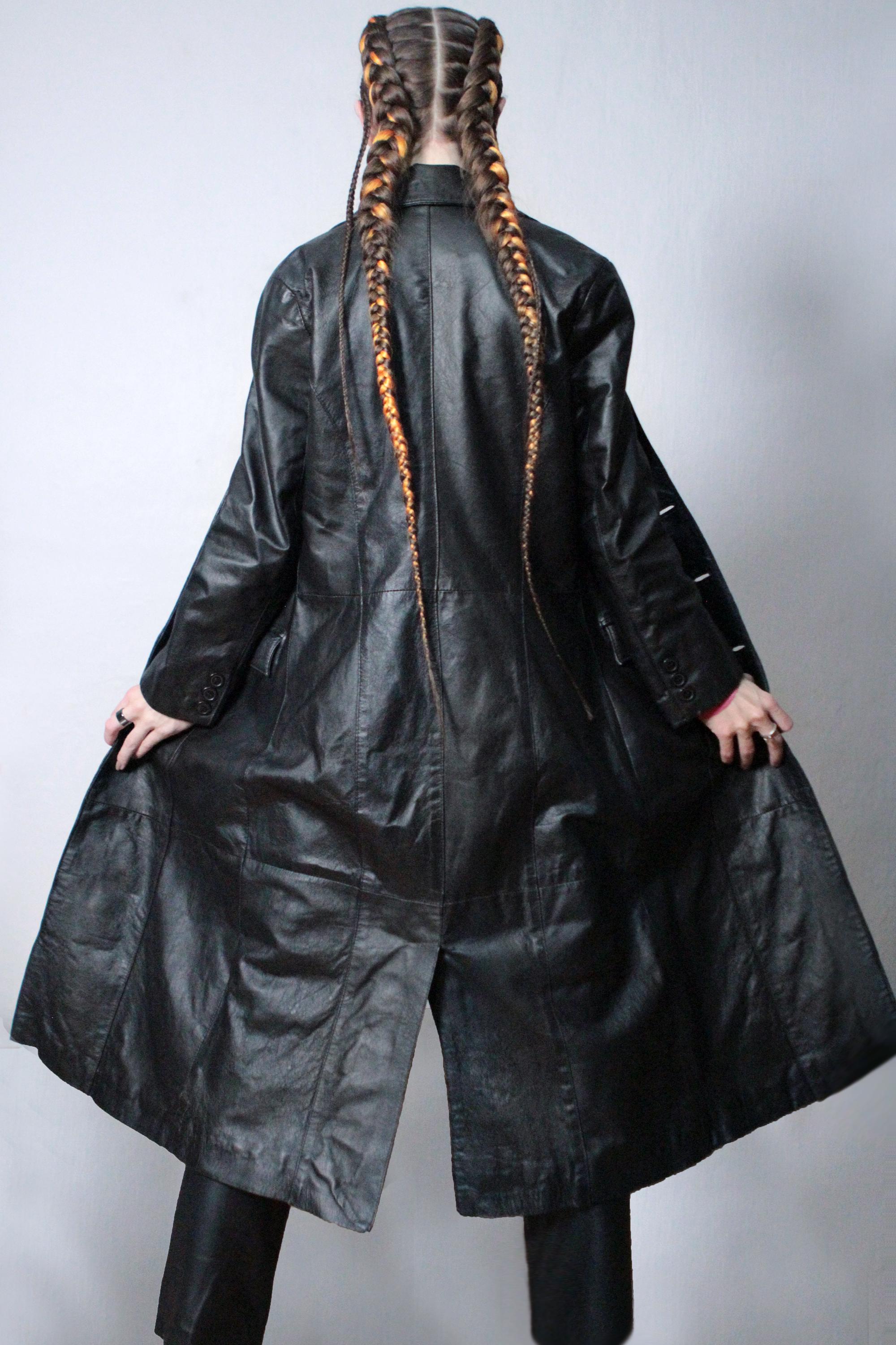 Long Leather Coat / 2000s Vintage Black Leather Blazer - Etsy