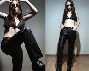 Bootcut leather pants GAP / Mid-rise waist leather trousers