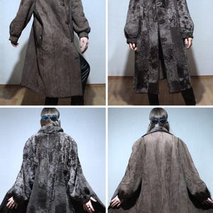reversible brown sheepskin coat with real shearling teddy bear fur