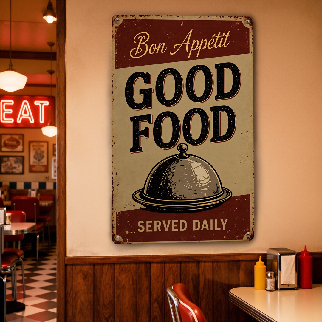 Vintage Restaurant Sign,retro Wall Decor,good Food Metal Sign,kitchen ...