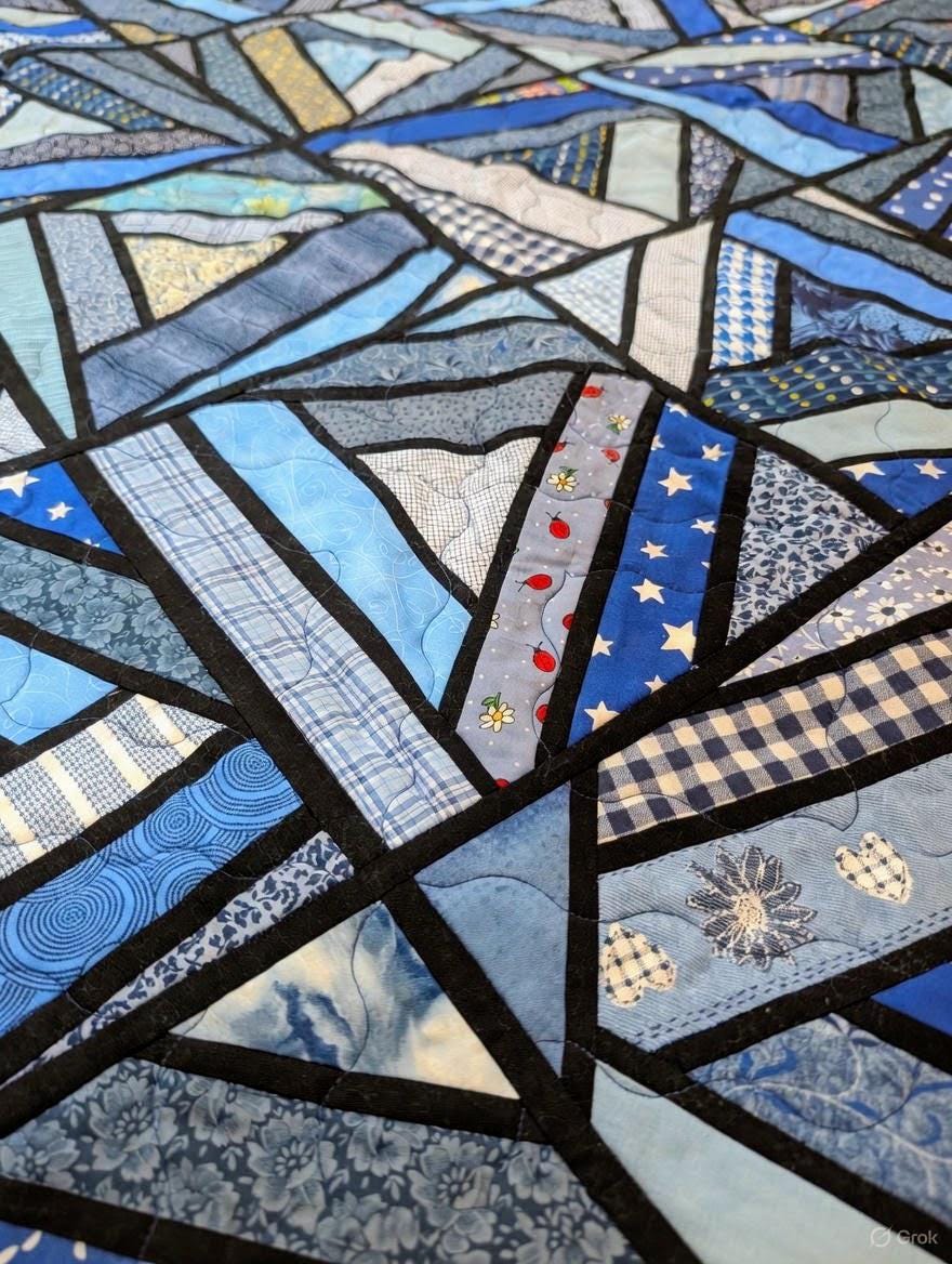 Patchwork Designs Window Blue Windows – Handmade Blue Patchwork Quilt - Etsy