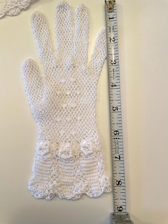 Darling White Netted Gloves with Lace Trim - image 4