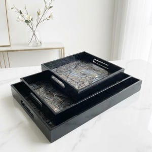 Mother of Pearl Tray Set Luxury Shell Coffee Table Tray Coastal Vanity Decor