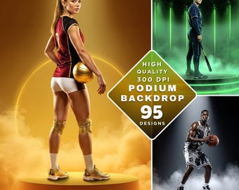 Neon Podium Backdrop | Sports Photography, Athlete Portraits (Digital Download)