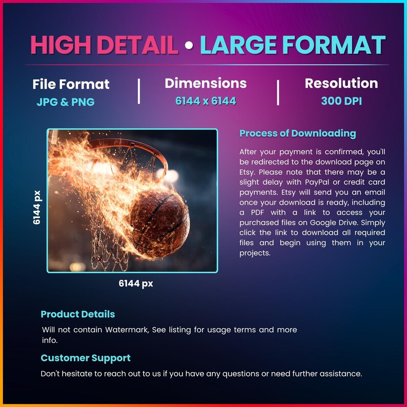 80 Fireball Basketball Digital Backdrops, Flaming Hoop Sports Photography Background (Digital Download) image 9
