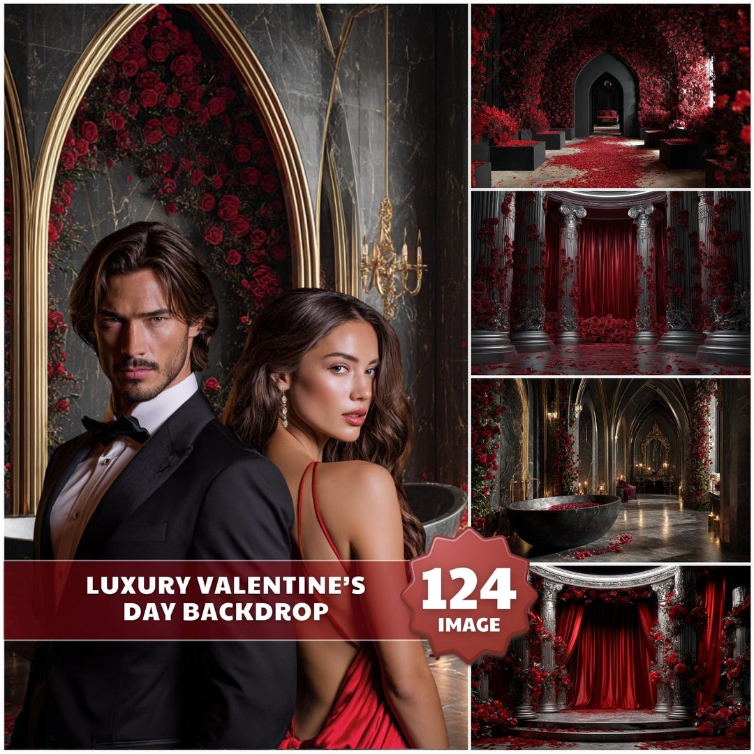 Dark Luxury Valentine’s Day Digital Backdrop,romantic Backdrops,love