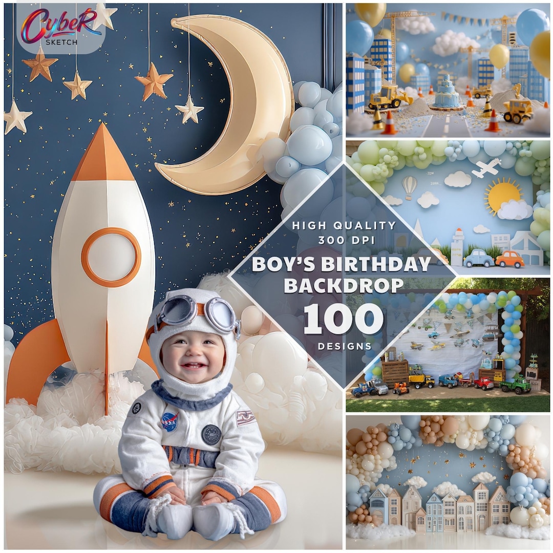 Boy Birthday Photoshoot Backdrop | Digital Download - Etsy