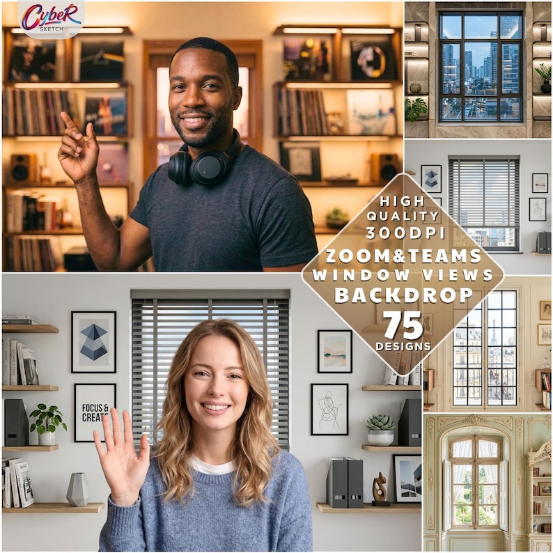 Zoom & Teams Background Bundle, Window View Cozy Room Scenes,(digital ...