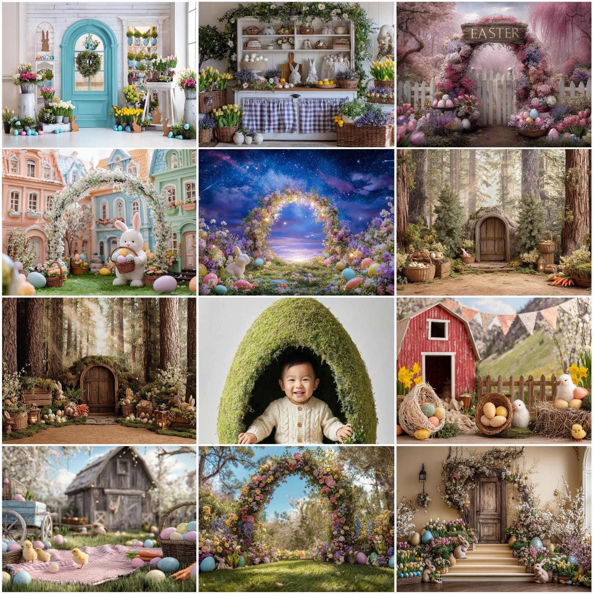 Easter Digital Backdrop Mega Bundle, Spring Photography Backgrounds ...