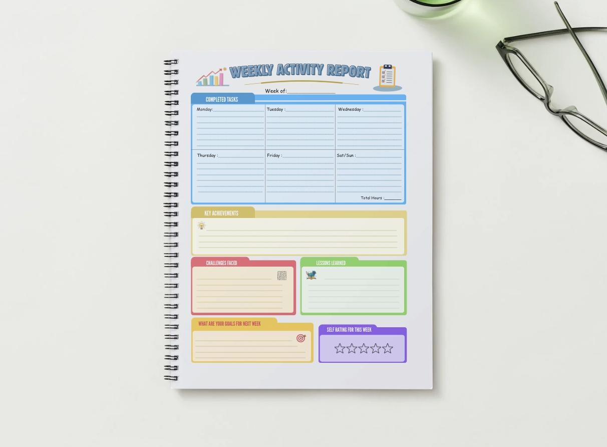 Printable Weekly Activity Report | Productivity Planner (PDF/PNG Format ...