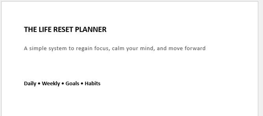 Life Reset Planner Printable | Daily Weekly Planner | Goal Setting ...