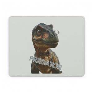 Mouse Mat - Predator Raptor with Monocle PU Leather Mouse Mat | Dinosaur Office Desk Pad