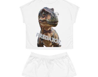 Pajama Set - Predator Dinosaur Graphic Pajama Set | Cute Raptor Illustration