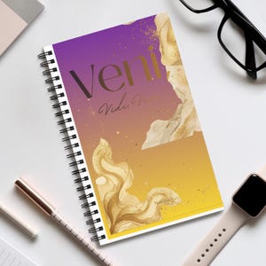 Notebook - Veni Vida Nova Spiral Journal | Gold Marble Gradient Notebook