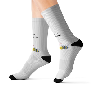 Socks |Yellow Bee Illustration Socks | Sublimation Printed Crew Socks